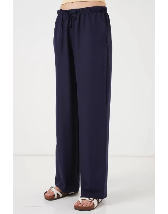 Geniş Paça Keten Pantolon 6735 - Lacivert