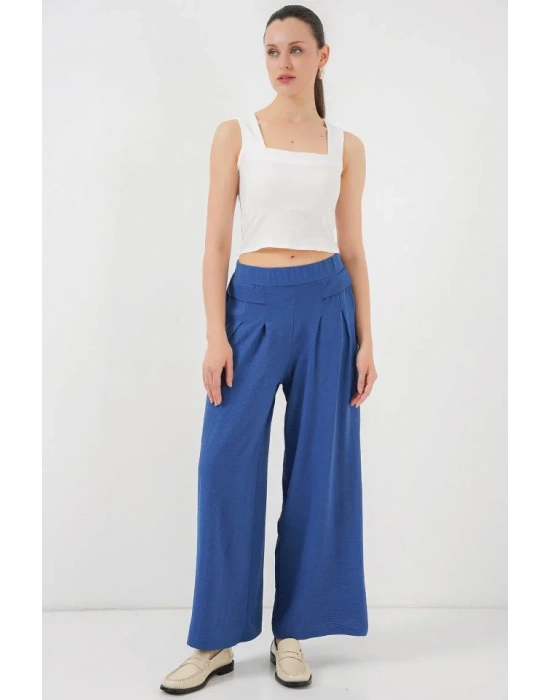 Geniş Paça Pileli Pantolon 6718 - İndigo
