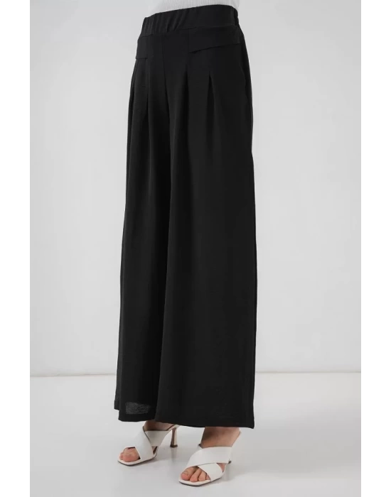 Geniş Paça Pileli Pantolon 6718 - Siyah