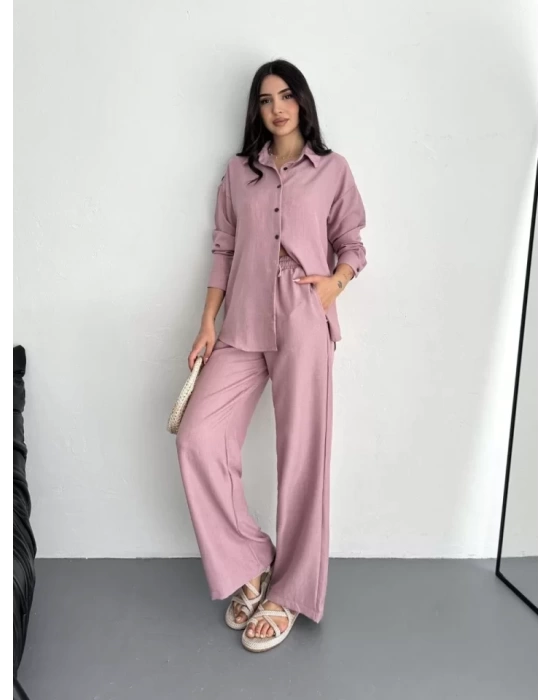 Gömlek Pantolon Ikili Takım - Toz Pembe