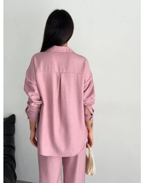 Gömlek Pantolon Ikili Takım - Toz Pembe