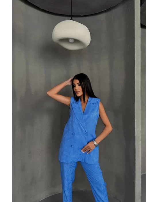JAKAR KUMAŞ YELEK - PANTOLON TAKIM - Mavi