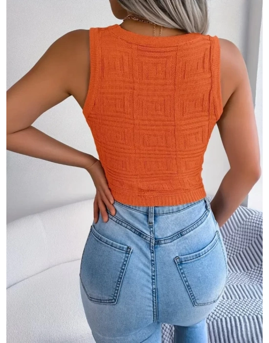 Kadın Askılı Bisiklet Yaka Güpüs Dekolteli Triko Crop Bluz
