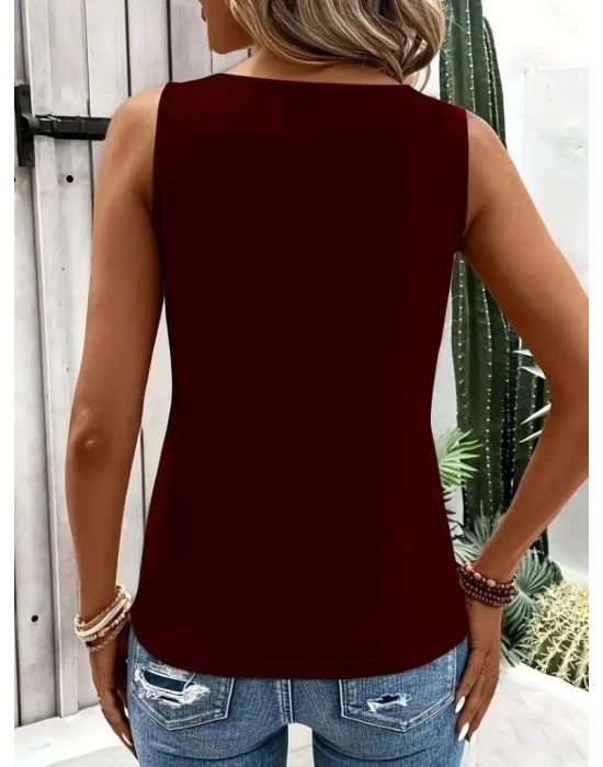 Kadın Askılı Yaka şerit Halka Detaylı Viskon Bluz