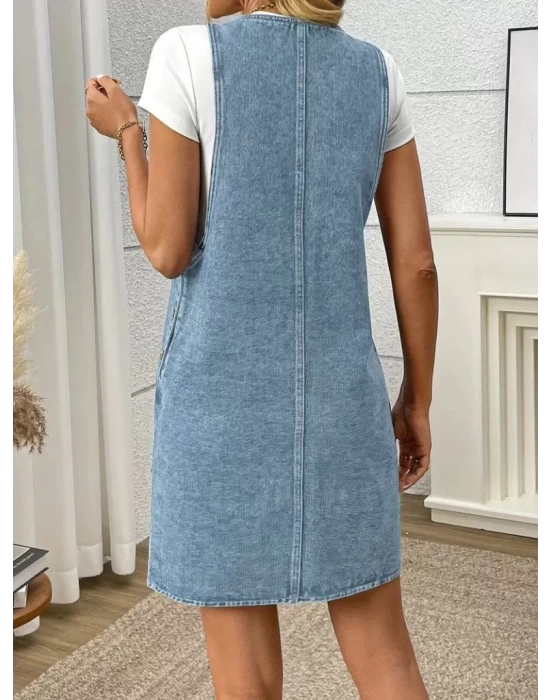 bysoca Kadın Günlük Asimetrik Kemer Denim Mini Etek - Siyah