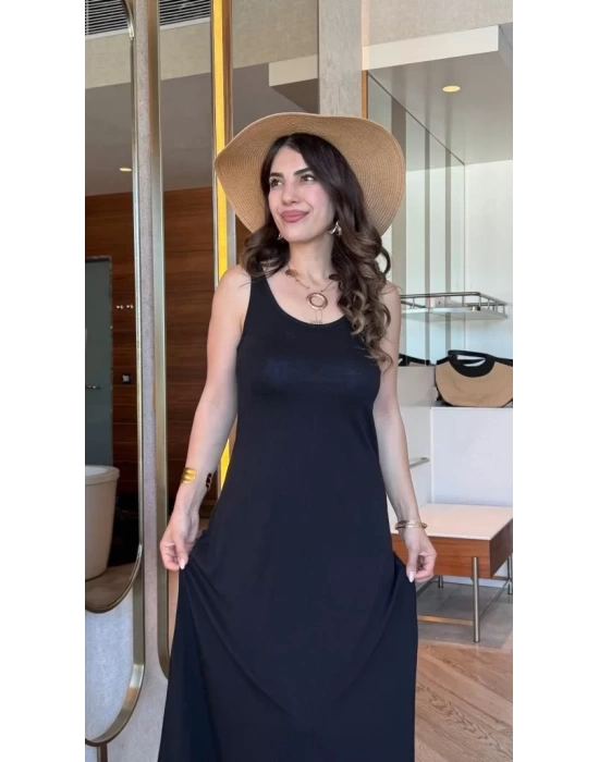 Kadın Askılı Yuvarlak Yakalı Viskon Elbise