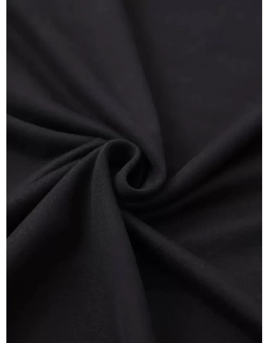 Kadın Baskılı Oversize Pamuklu Bisiklet Yaka Tişört - Siyah