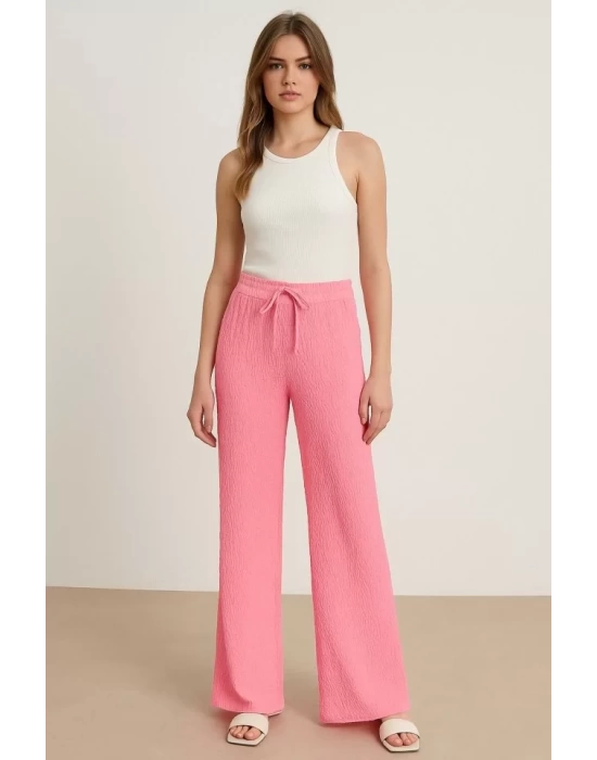 Kadın Beli Lastikli Pol Paça Pantolon