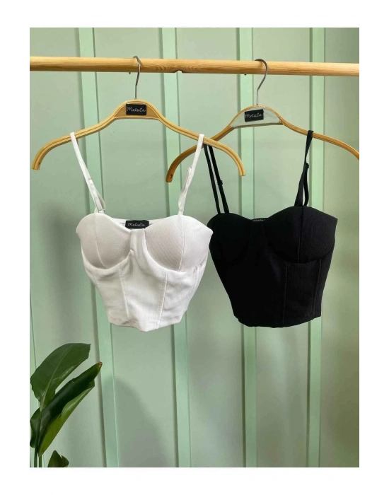 Kadın Beyaz Ip Askılı Büstiyer Crop