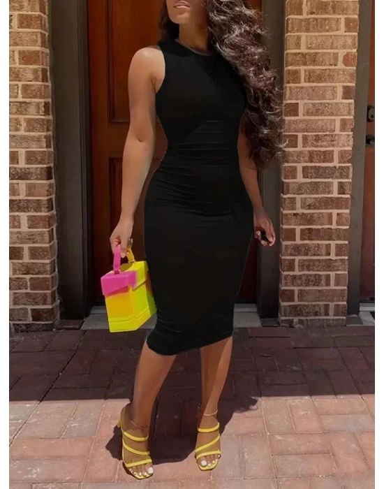 Kadın Bodycon Midi Boy Dalgıç Elbise