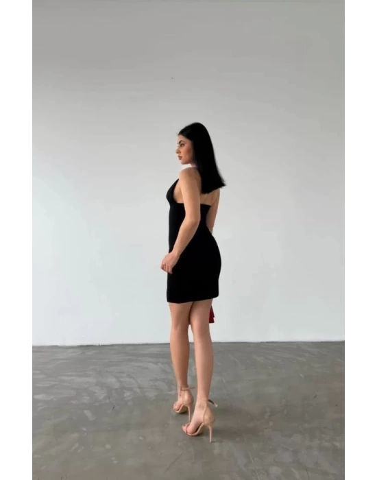 Kadın Dalgıç Krep Kumaş Askılı Mini Elbise