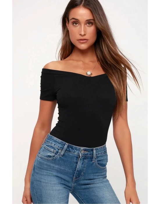 Kadın Düşük Omuz Ipek Jarse Bodysuit