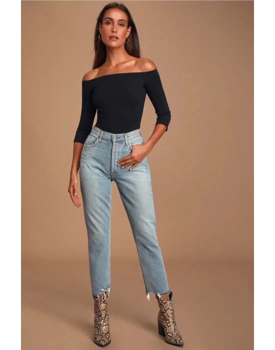 Kadın Düşük Omuz Ipek Jarse Bodysuit