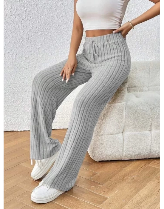 Kadın Hafif şardonlu Full Likralı Fitilli Kaşkorse Kumaş Bol Paça Pantolon