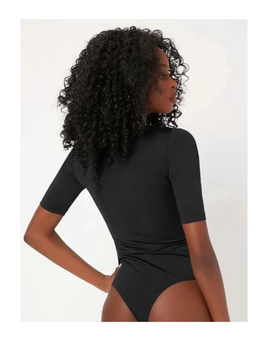 Kadın Kısa Kol Ipek Jarse Bodysuit