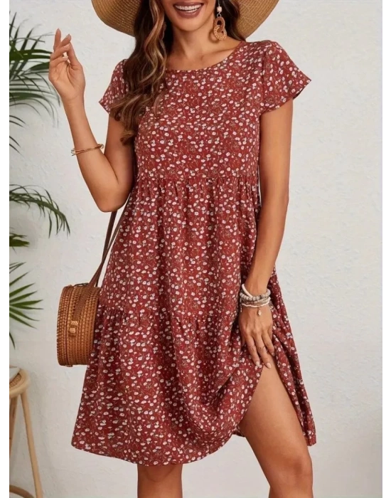 bysoca Kadın Günlük Bebe Yaka Uzun Tunik 5967 - Bordo