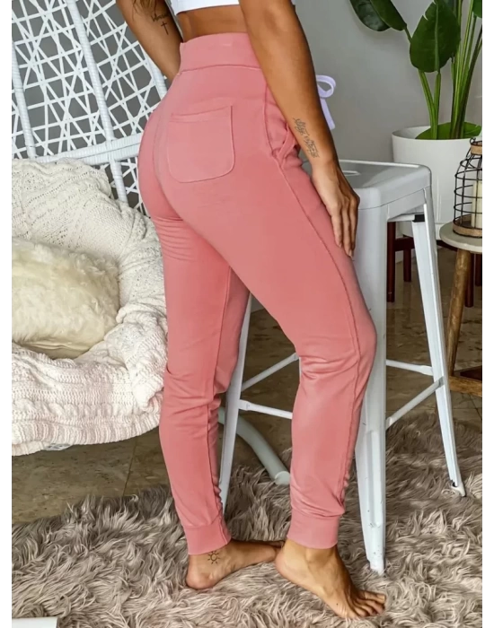 Kadın Kısa Kollu Madonna Yaka Viskon Crop Bluz Cepli Iki Iplik Eşofman Takım