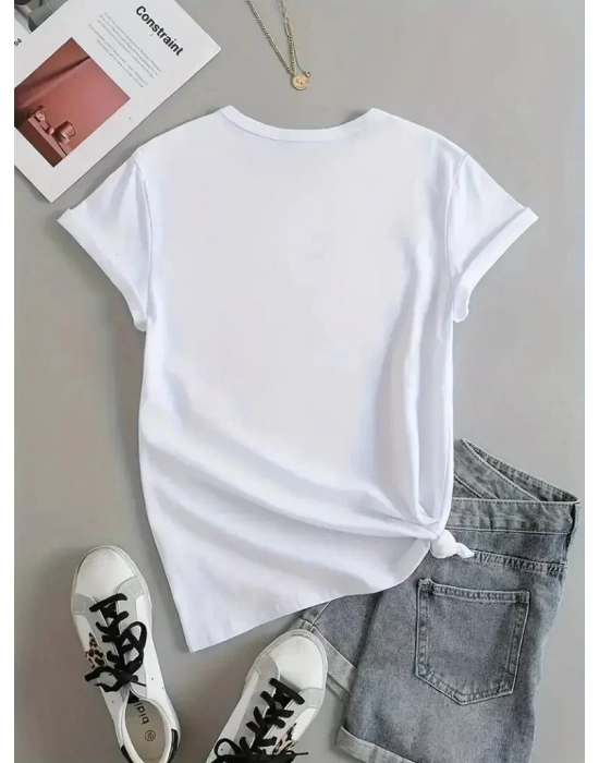 Kadın Kısa Kollu Palmiye Baskılı Viskon T-shirt