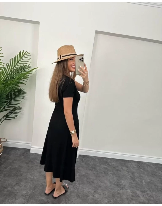 Kadın Kısa Kollu V Yaka Maxi Boy Elbise 124 Cm