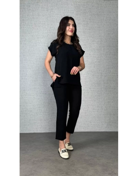 Kadın Kısa Kollu Yuvarlak Yaka Aerobin Bluz Ve Pantolon Ikili Takım