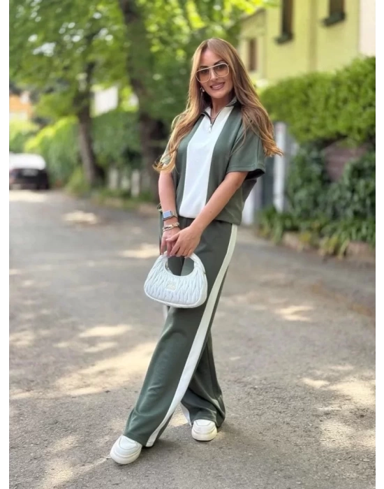 Kadın Modal Kumaş Yakası Fermuarlı şerit Detaylı Takım