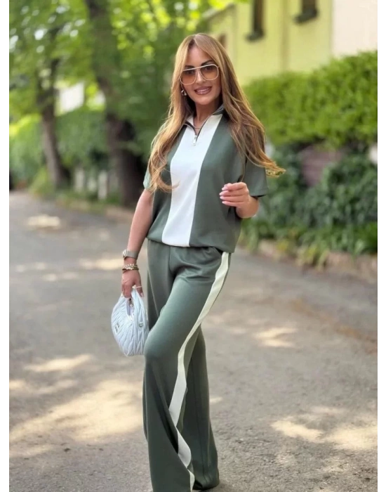 Kadın Modal Kumaş Yakası Fermuarlı şerit Detaylı Takım