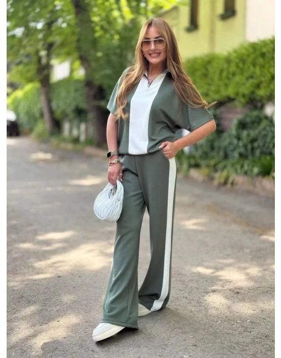 Kadın Modal Kumaş Yakası Fermuarlı şerit Detaylı Takım