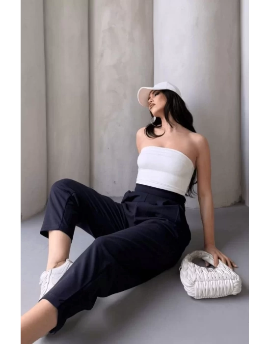 Kadın Scuba Krep Likralı Yan Fermuarlı Lastikli Harem Pantolon
