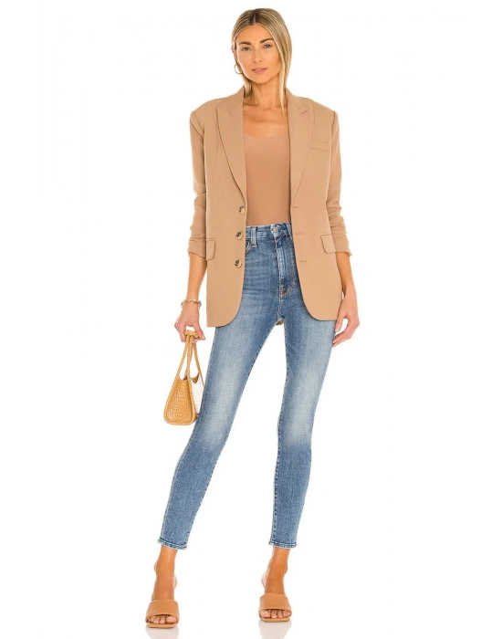 bysoca Kadın Bej Kalın Askılı U Yaka Vücudu Saran Jarse Basic Bodysuit