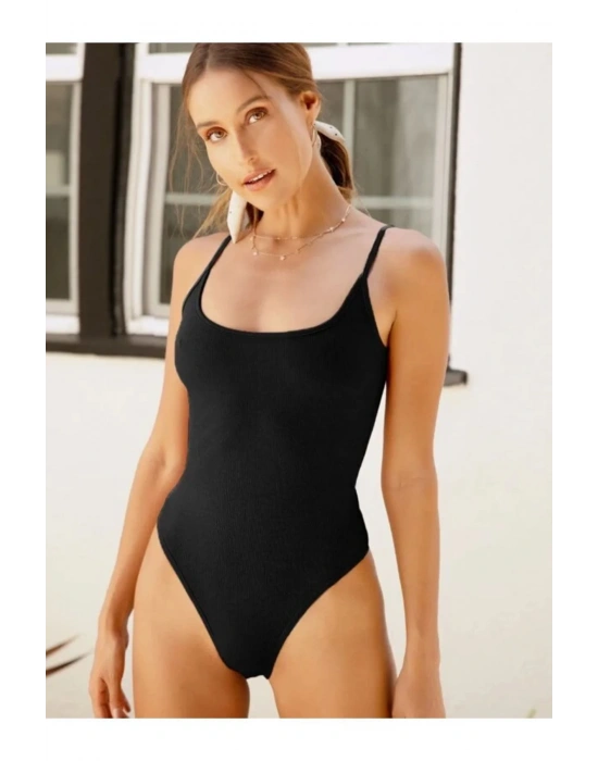 Kadın Sırt Dekolte Askılı Ipek Jarse Bodysuit