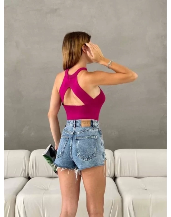 Kadın Sırt Dekolteli Triko Bluz