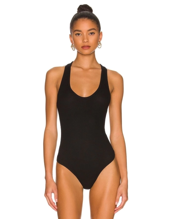 Kadın Siyah Ipek Jarse Bodysuit