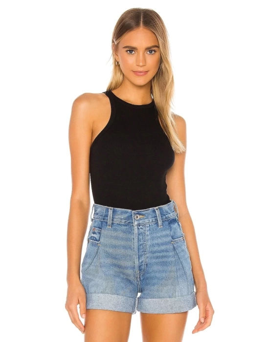 Kadın Siyah Ipek Jarse Çıt Çıt Kapamalı Bodysuit