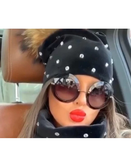 Kadın Taş Detay Boyunluk Ve Bere Takım