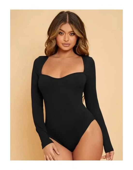 Kadın Uzun Kol Ipek Jarse Bodysuit