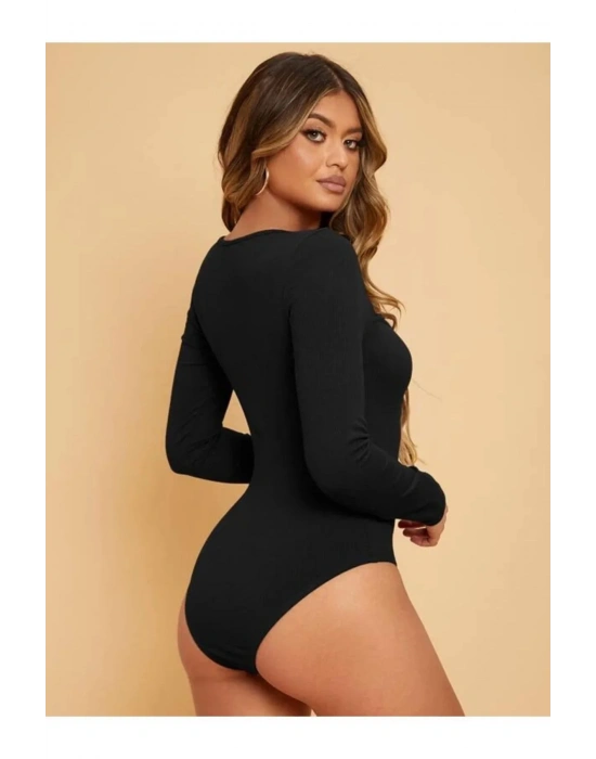 Kadın Uzun Kol Ipek Jarse Bodysuit