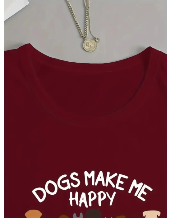 Kadın Uzun Kollu Bisiklet Yaka Köpek Resimli Viskon Bluz