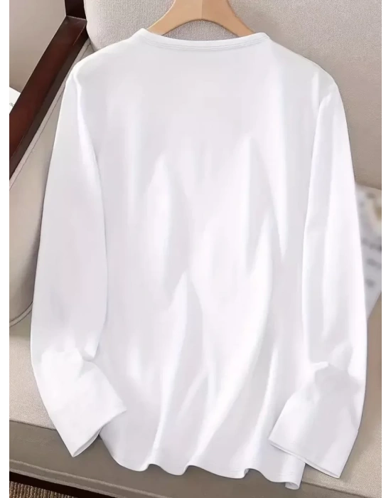 Kadın Uzun Kollu Bisiklet Yakabe Youdesenli Viskon Bluz
