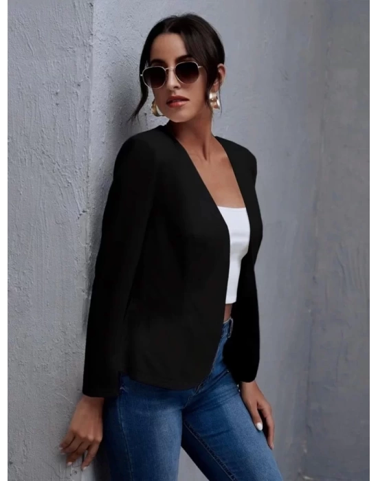 Kadın Uzun Kollu önü Açık Ithal Krep Blazer Ceket