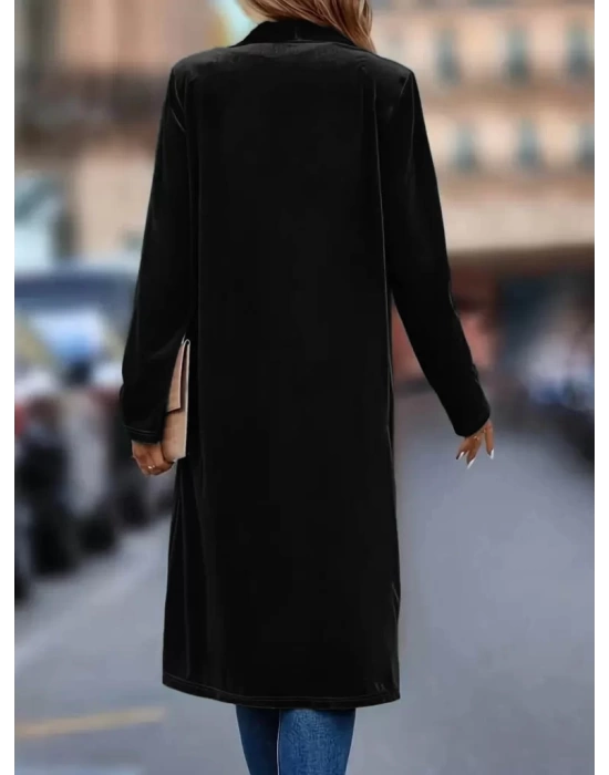 Kadın Uzun Kollu önü Açık Kolları Uzun Midi Ceket