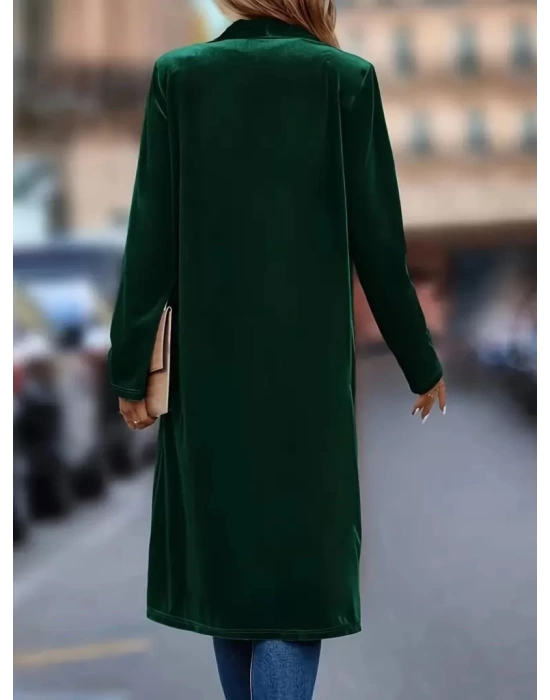 Kadın Uzun Kollu önü Açık Kolları Uzun Midi Ceket