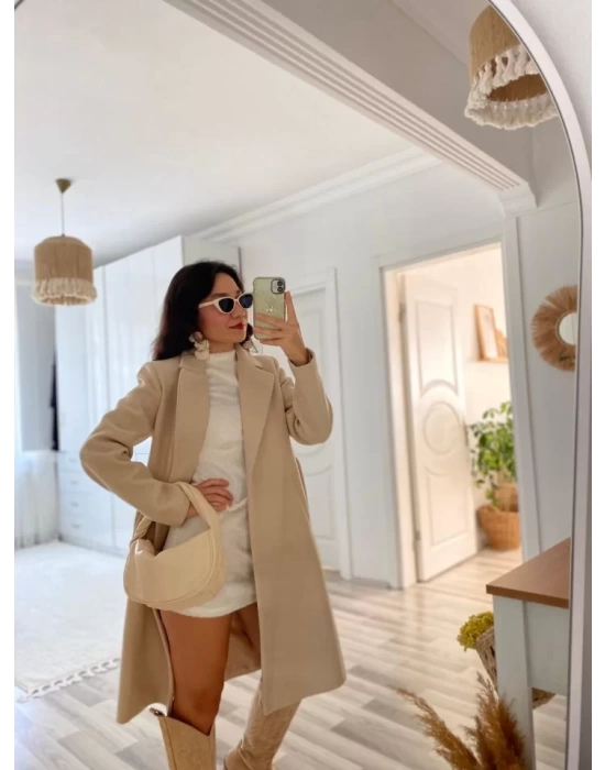 Kadın Uzun Kollu Peluş Mini Boy Elbise