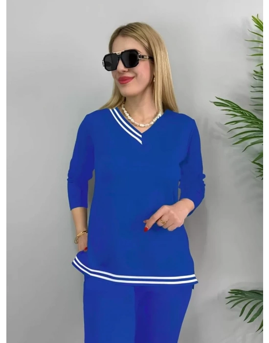 Kadın Uzun Kollu Ribana Detay Viskon Iki Iplik Ikili Takım