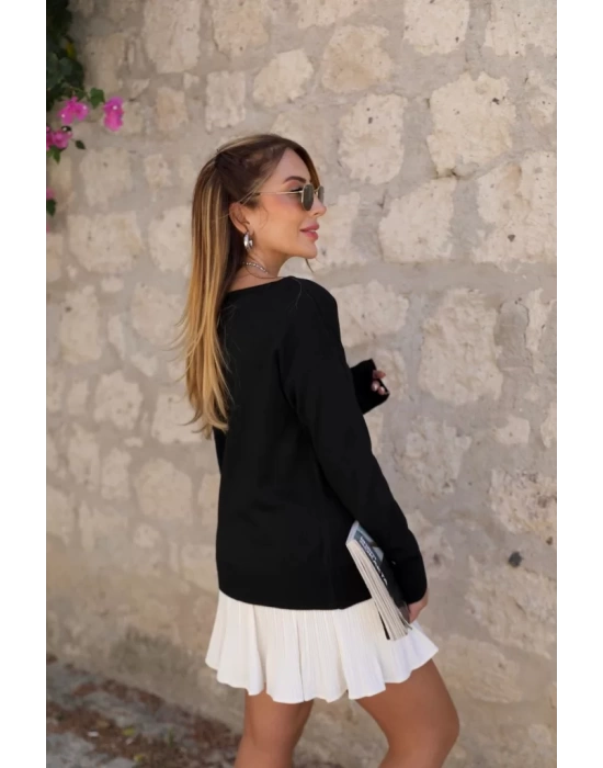 Kadın Uzun Kollu Tek Omuzu Açık Akrilik Bluz