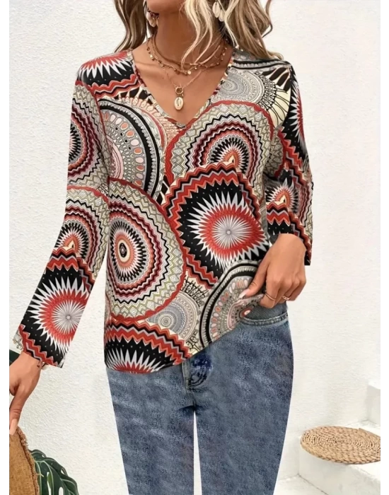 bysoca Kadın Günlük Kısa Kollu Bisiklet Yaka Göz Baskılı Süprem T-shirt - Siyah