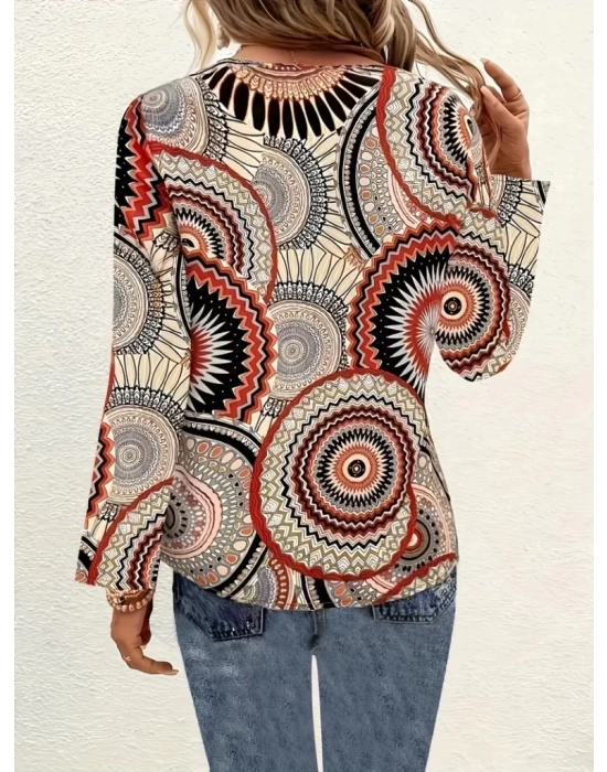 bysoca Kadın Günlük Kısa Kollu Bisiklet Yaka Göz Baskılı Süprem T-shirt - Siyah