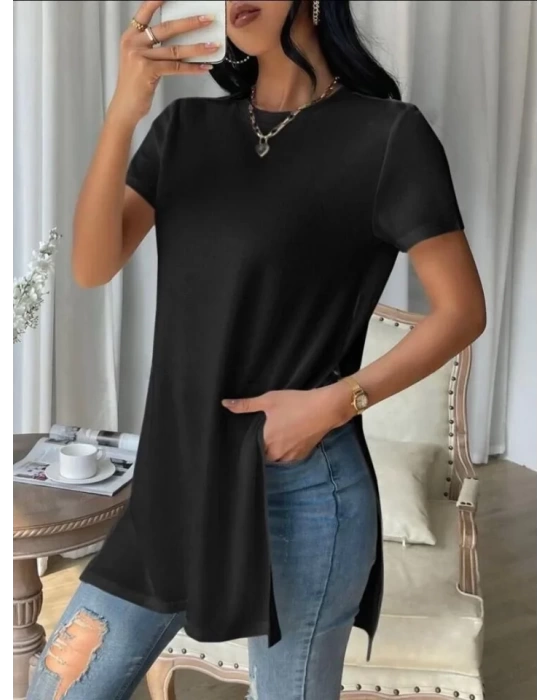 Kadın Yandan Yırtmaçlı Sandy Kumaş Bluz