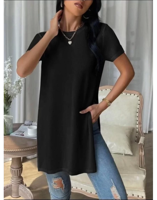 Kadın Yandan Yırtmaçlı Sandy Kumaş Bluz
