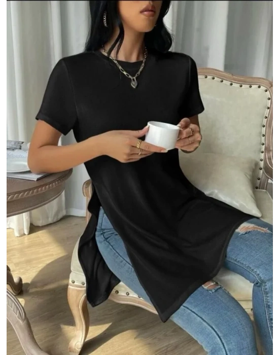 Kadın Yandan Yırtmaçlı Sandy Kumaş Bluz