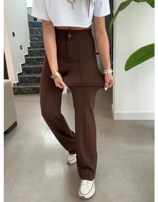 Kadın Yüksek Bel Full Likralı Krep Kumaş Pantolon
